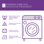 Instrukcja pielęgnacji pikowanej torby tote.