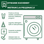 Instrukcja pielęgnacji dywanika kuchennego.