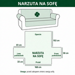 Wymiary narzuty na sofę z oparciem, siedziskiem i podłokietnikami.