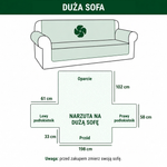 Wymiary narzuty na dużą sofę.