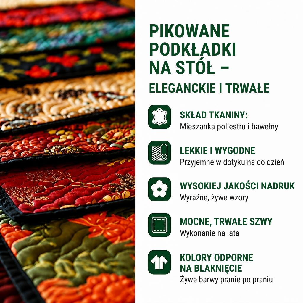 Pikowane podkładki na stół – eleganckie i trwałe.