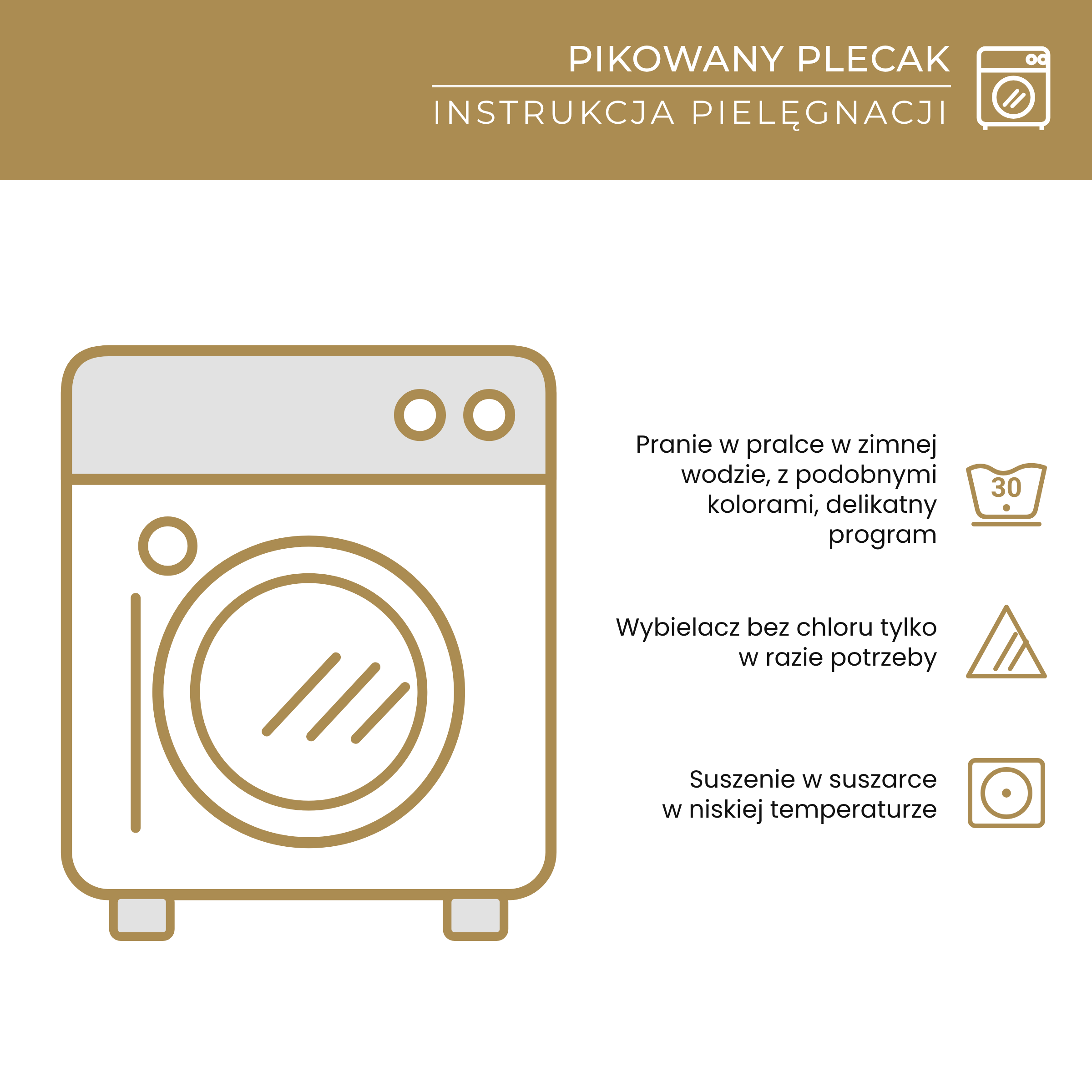 Instrukcja pielęgnacji pikowanego plecaka.