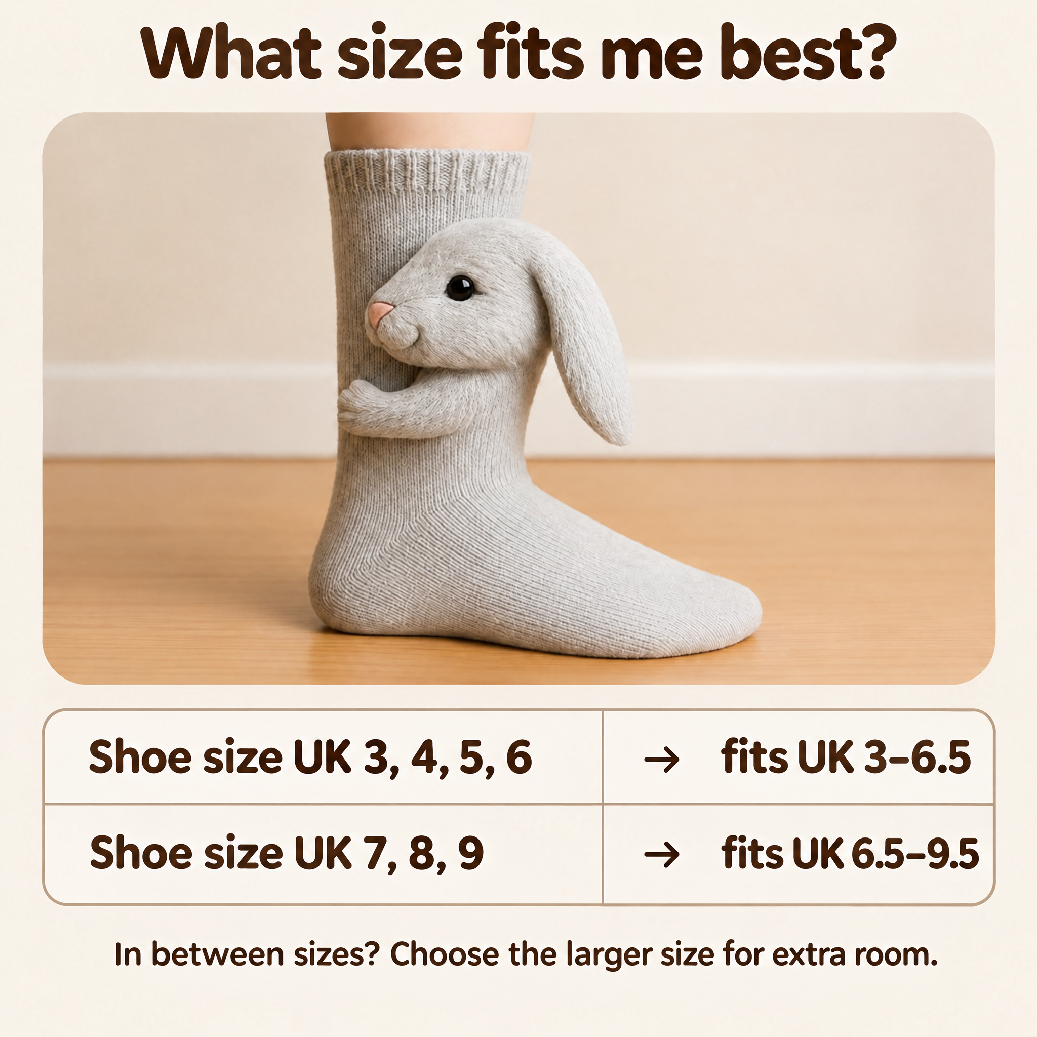Cuddle socks rabbit size guide