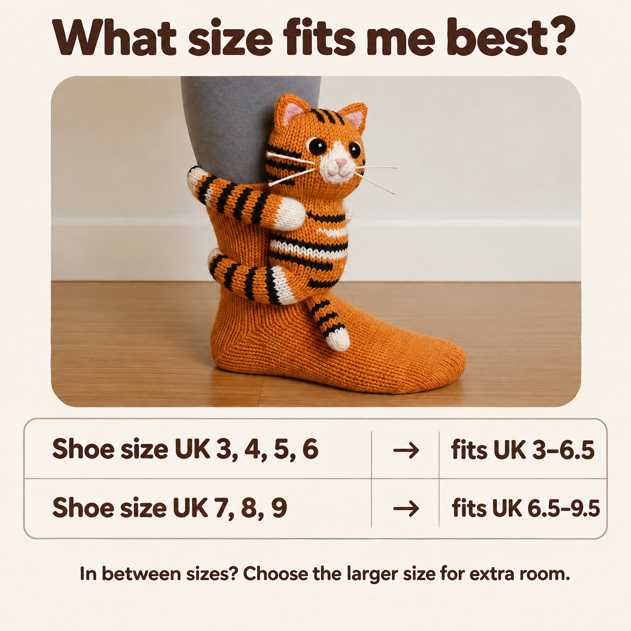 Cuddle socks red cat size guide