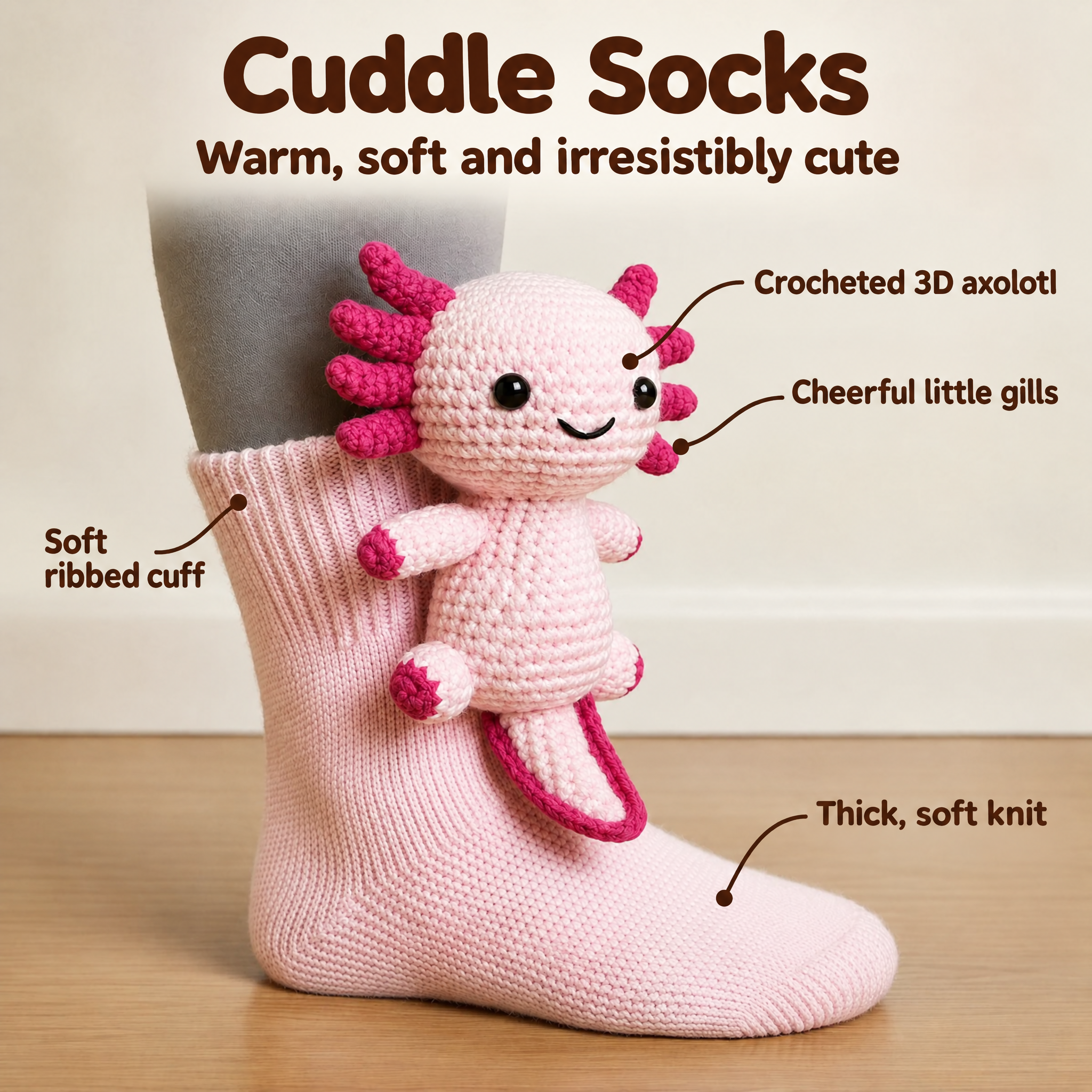 Cuddle socks axolotl features